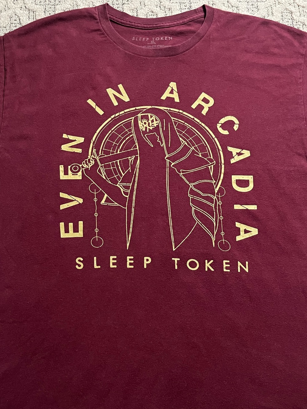 🎸 '19 Sleep Token Band Even In Arcadia Soft Gold & Burgandy Sworded Character T
